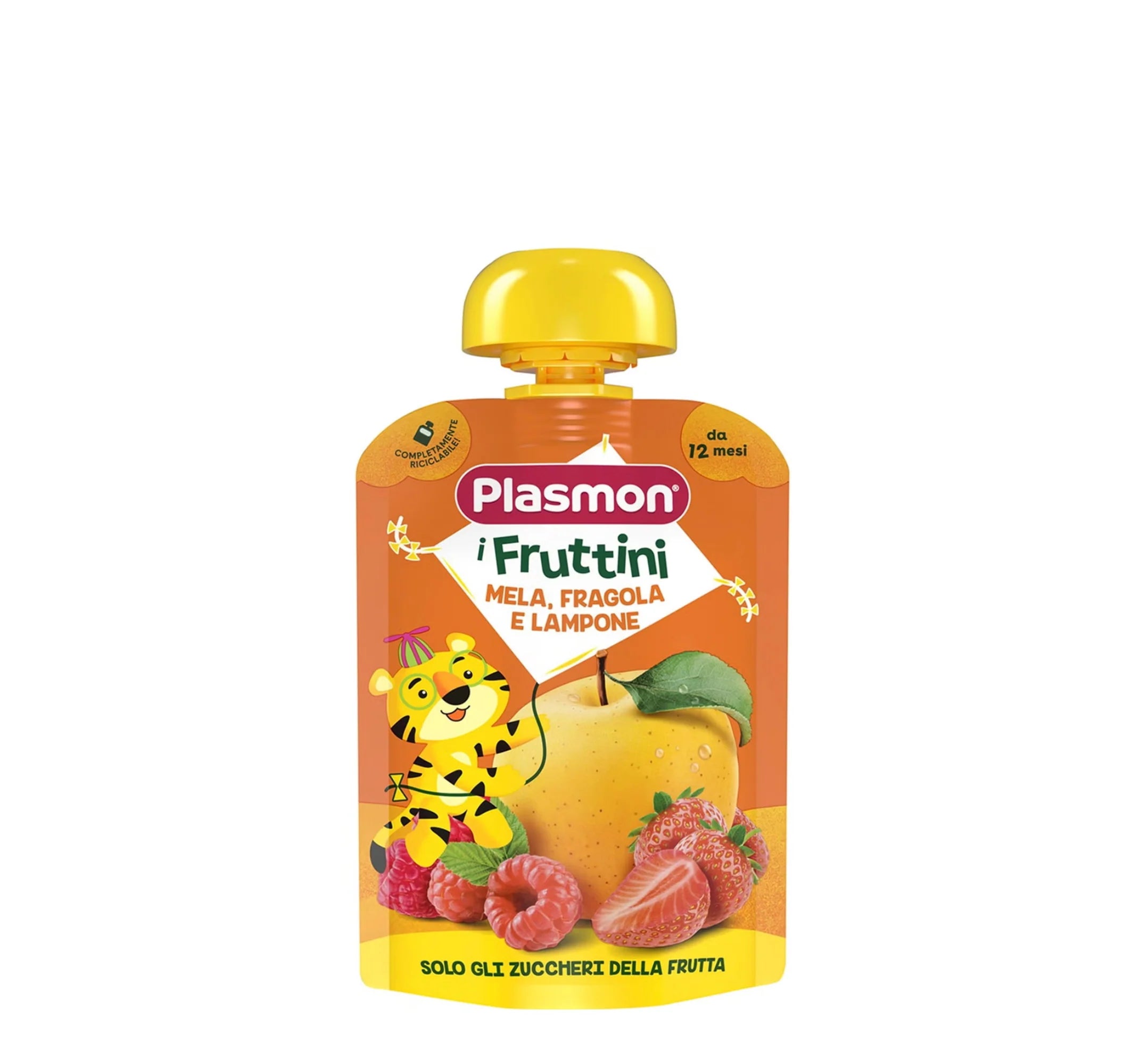 Plasmon i Fruttini Pure Frutash (molle, luleshtrydhe, mjeder) 12m+