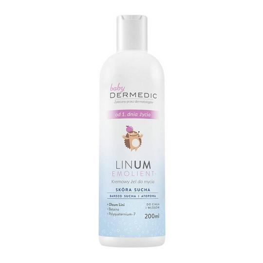 Dermedic Linum Emolient Baby Cleansing Gel for Body and Hair,  200ml